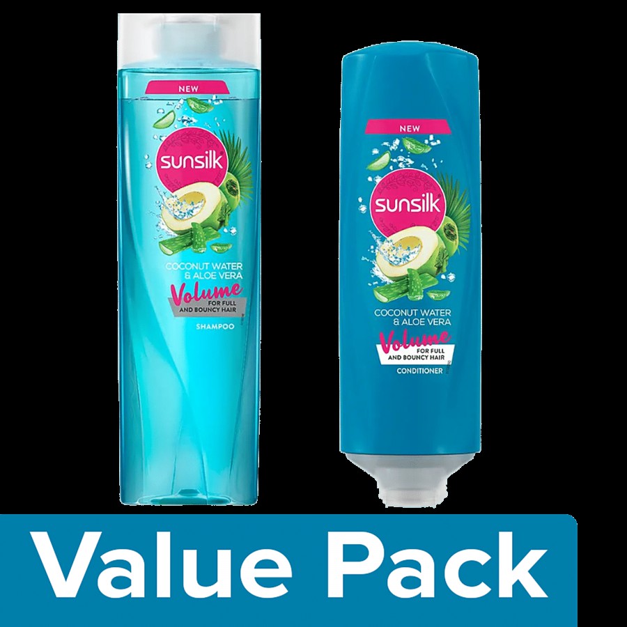 Sunsilk Coconut Water & Aloe Vera Volume - Hair Shampoo 370 ml + Hair Conditioner 180 ml