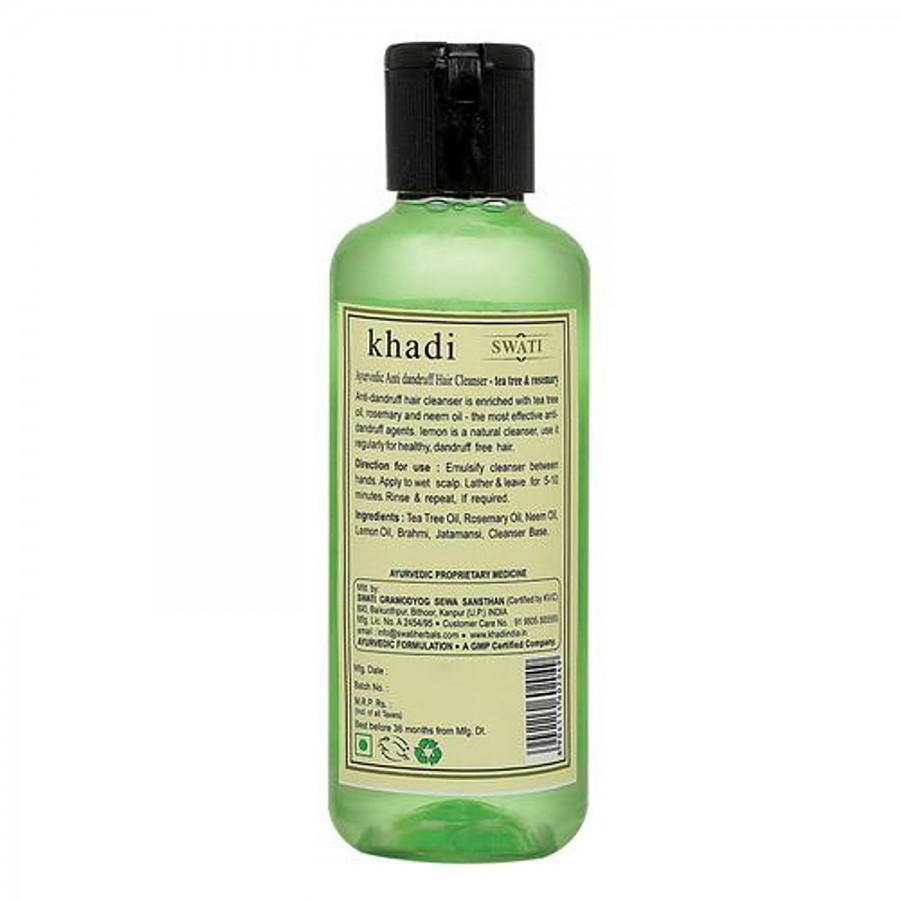 Swati Khadi Ayurvedic Anti Dandruff Hair Cleanser - Tea Tree & Rosemary