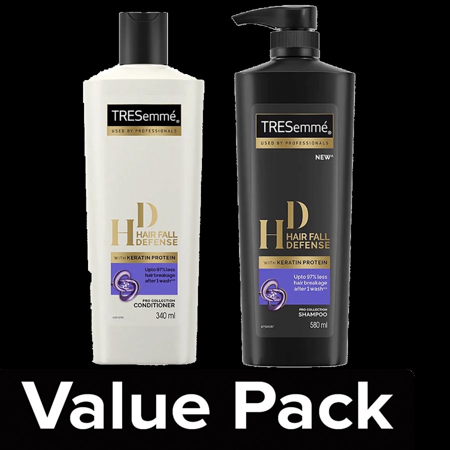 Tresemme Hair Fall Defense Shampoo 580 ml Bottle + Hair Fall Defense Conditioner 340 ml