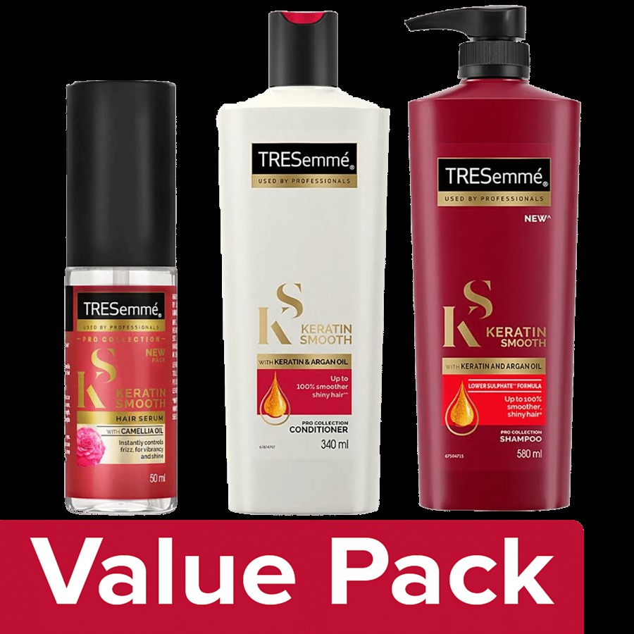 Tresemme Keratin Smooth - Shampoo 580 ml + Conditioner 340 ml + Hair Serum 50 ml