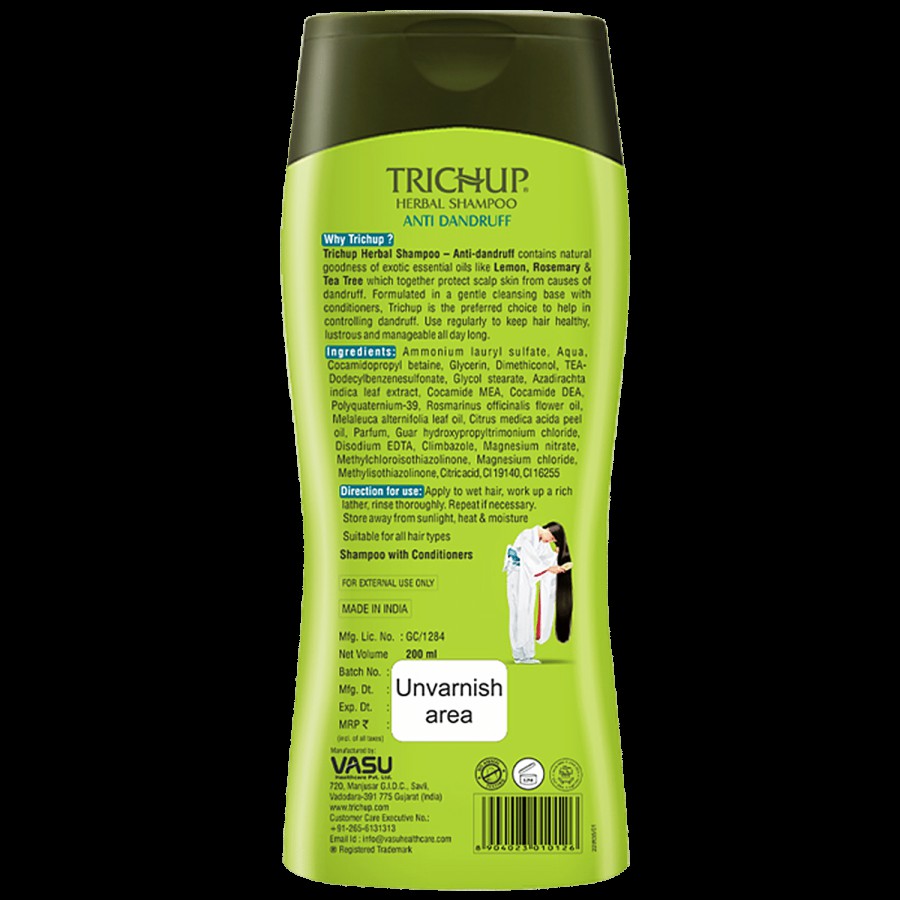 Trichup Anti Dandruff Herbal Shampoo - Enriched with Neem