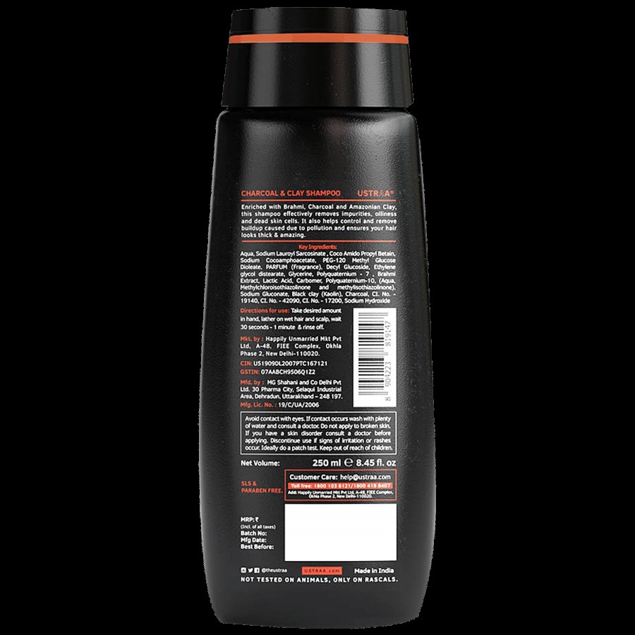 Ustraa Charcoal & Clay Shampoo - Cleansing & Oil Control