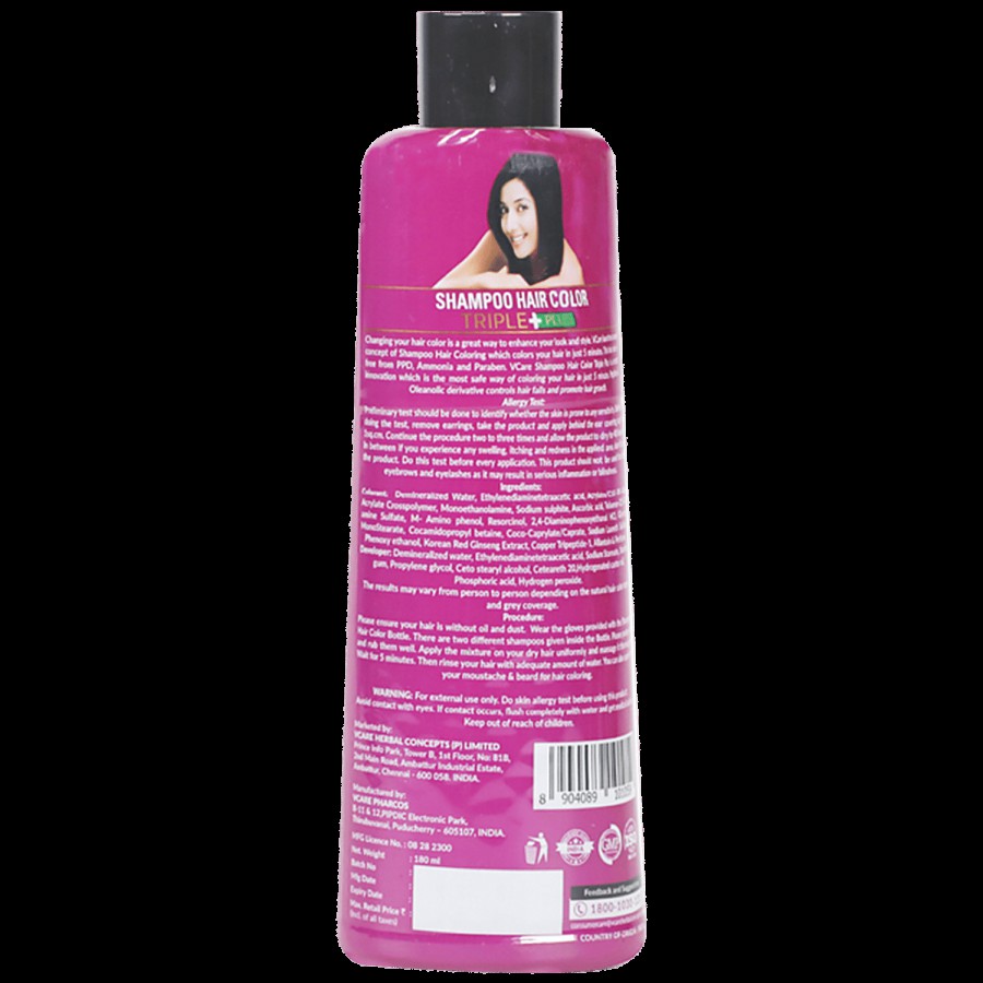 Vcare  Shampoo Hair Colour Triple Plus - No Paraben & Sulphates