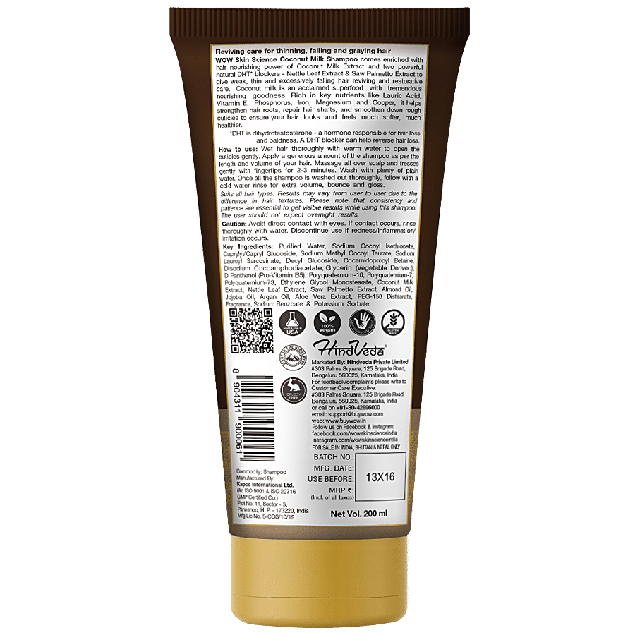 Wow Skin Science Hair Shampoo - Coconut Milk