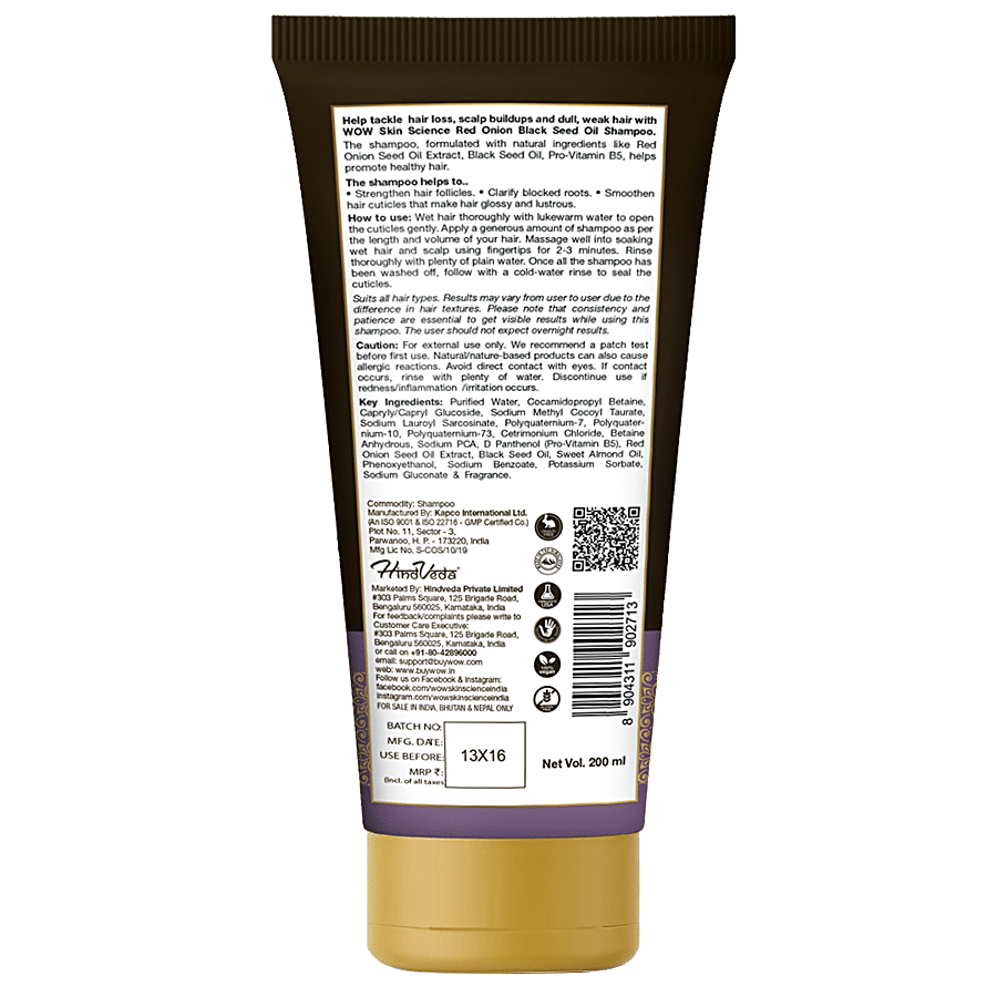 Wow Skin Science Hair Shampoo - Red Onion Extract & Black Seed Oil