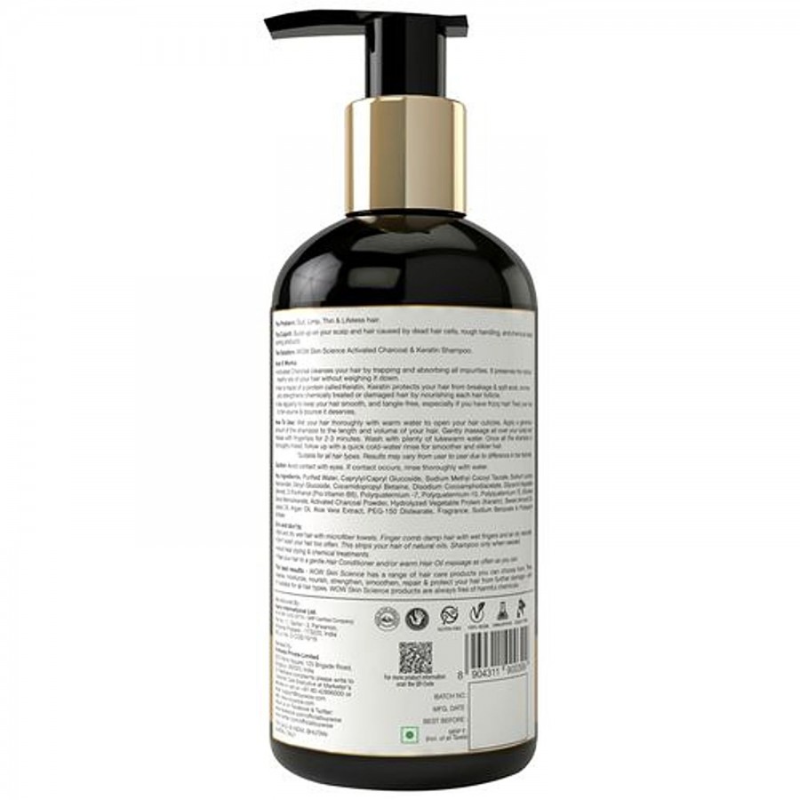 Wow Skin Science Activated Charcoal & Keratin Shampoo