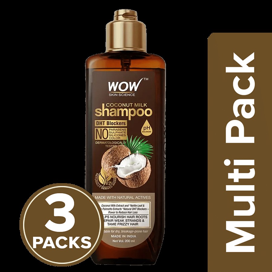 Wow Skin Science Coconut Milk Shampoo - No Parabens