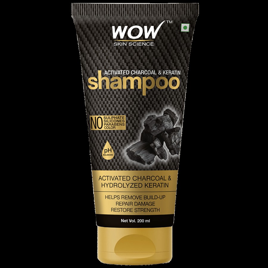 Wow Skin Science Hair Shampoo - Activated Charcoal & Keratin