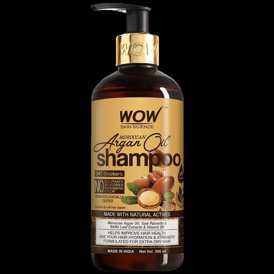 Wow Skin Science Moroccan Argan Oil Shampoo - With DHT Blocker