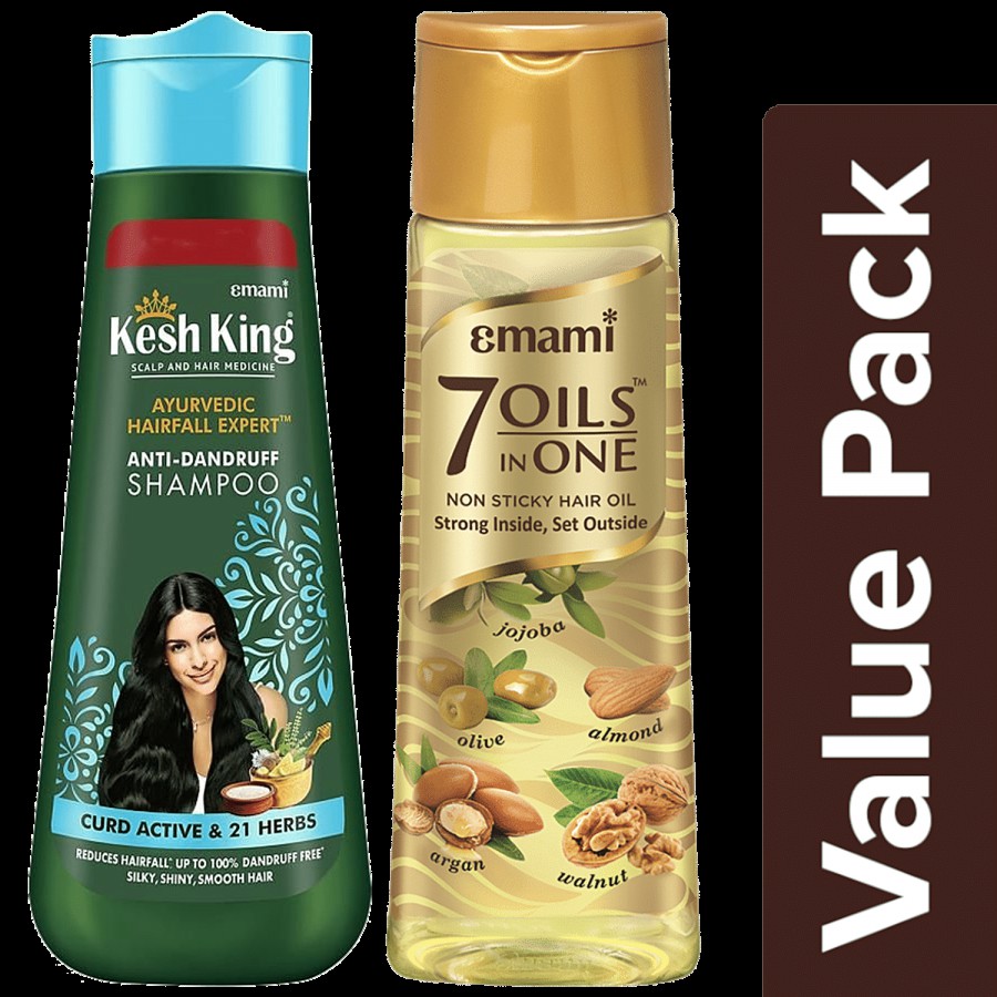 bb Combo KESH KING Anti Dandruff Shampoo 340 ml + Emami 7 Oils Hair Oil 300 ml