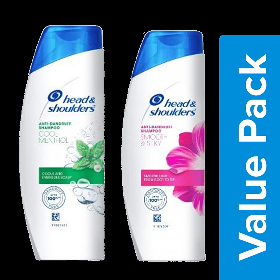 head & shoulders AntiDandruff Shampoo SmoothSilky 2x340ml + Shampoo&Conditioner CoolMenthol 360ml