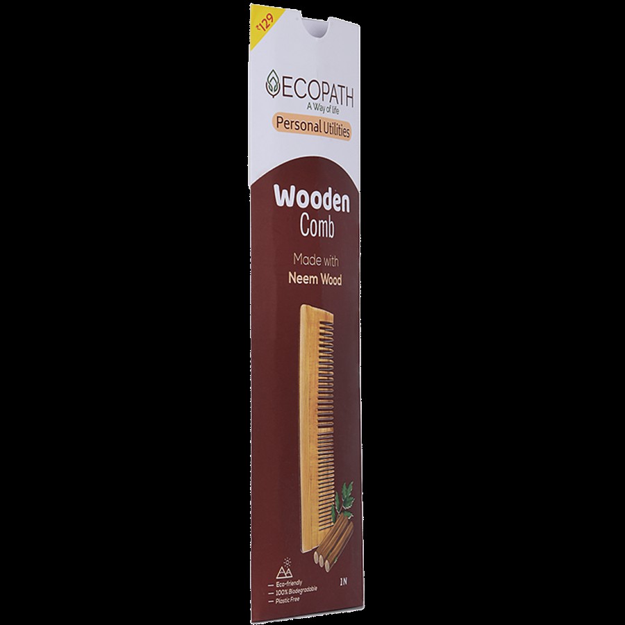 Ecopath Wooden Comb - Made With Neem Wood