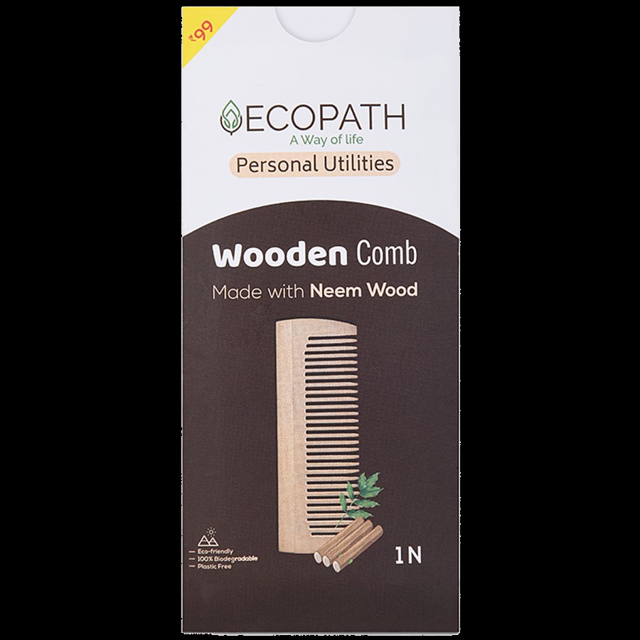 Ecopath Wooden Comb - Made With Neem Wood