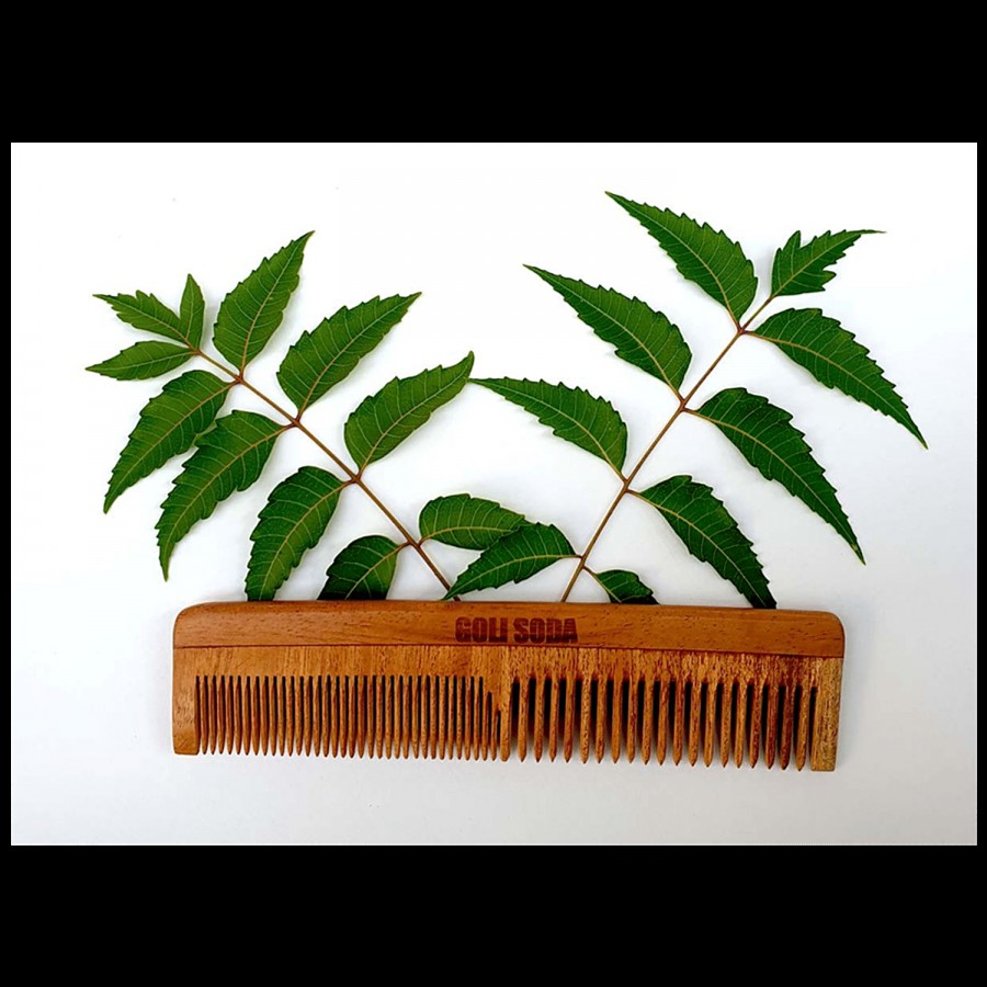 Goli Soda Neem Wood Comb With Double Tooth - Boosts Blood Circulation