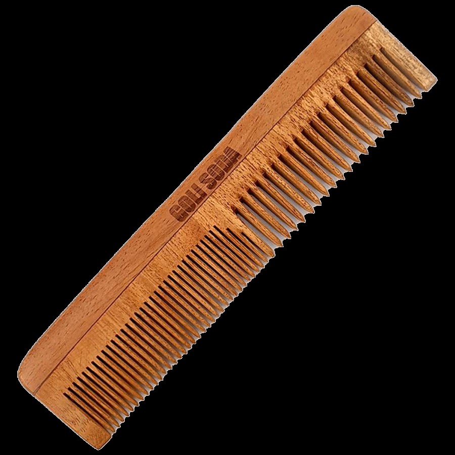 Goli Soda Neem Wood Comb With Double Tooth - Boosts Blood Circulation