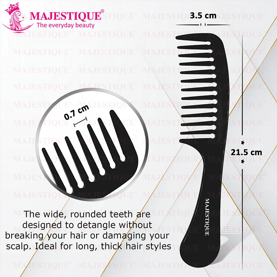 Majestique Hair Detangling Comb With Handle - Round Teeth