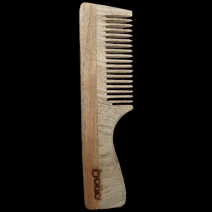 OrgaQ Organicky Neem Wood Hair Comb - With Handle