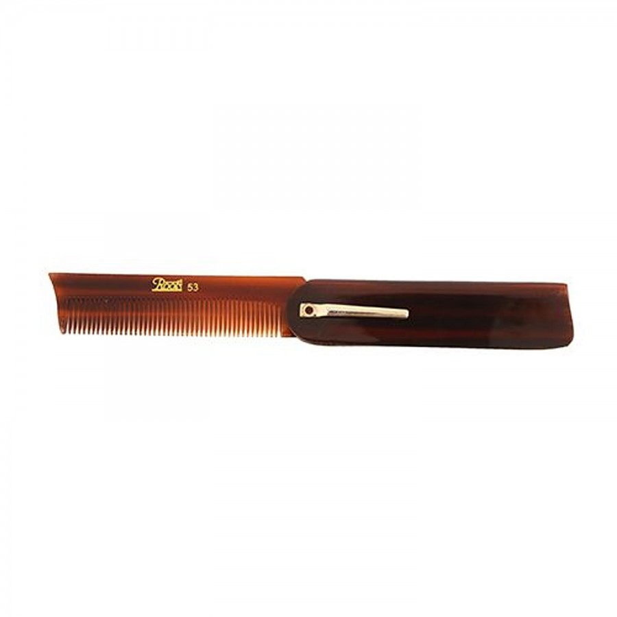 Roots Brown Folding Pocket Comb With Clip - 53