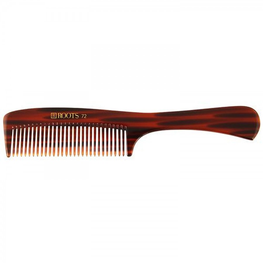 Roots Brown Wide Teeth Comb With Handle For Fine Wavy/Curly Hair - 72