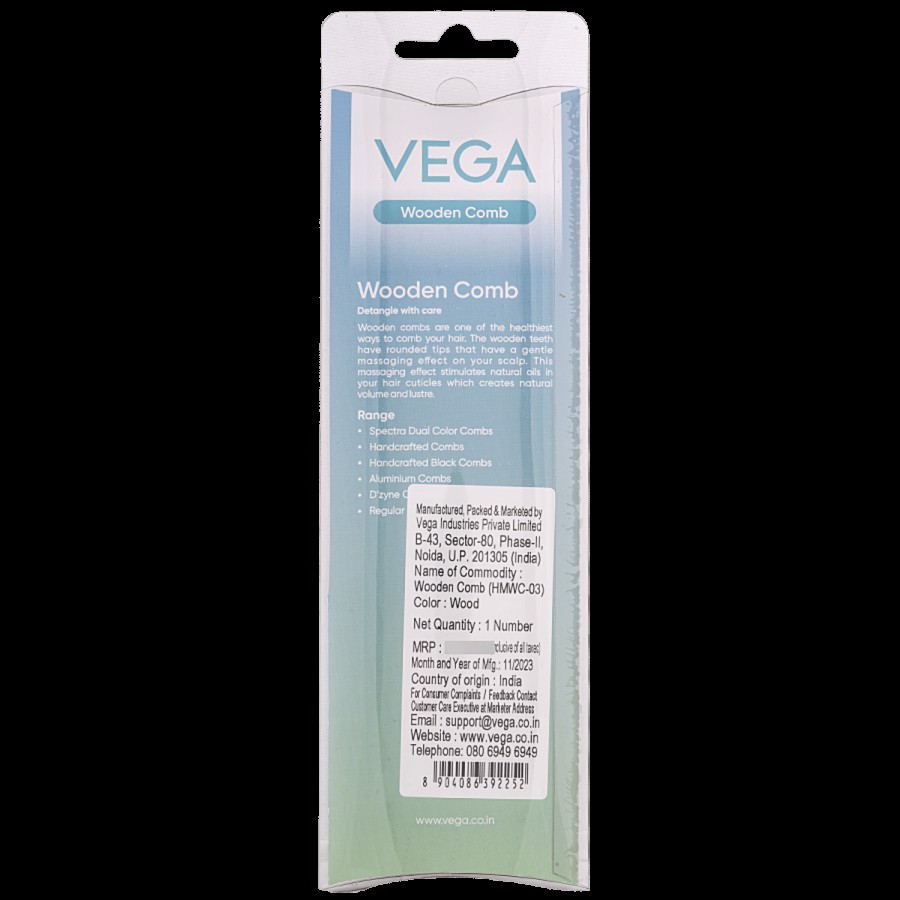 Vega Dressing Wooden Comb - HMWC-03