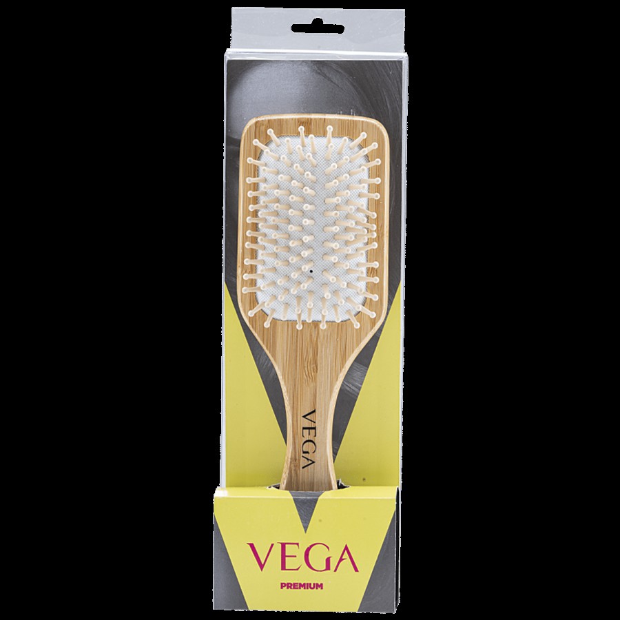 Vega E2-PBB Wooden Bristle Paddle Brush - Colour May Vary