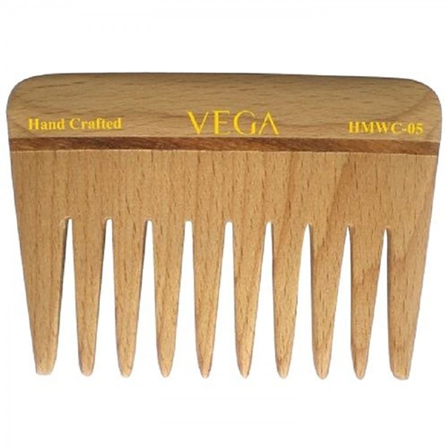 Vega HMWC-05 Wide Tooth Wooden Comb - Colour May Vary