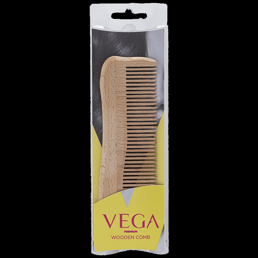 Vega Natural Wooden Styling Comb - HMWC-01