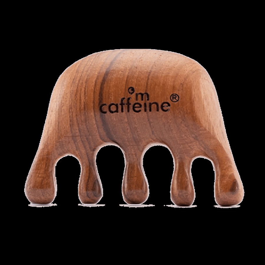 mCaffeine Wooden Head Massage Comb - Stimulates Hair Roots