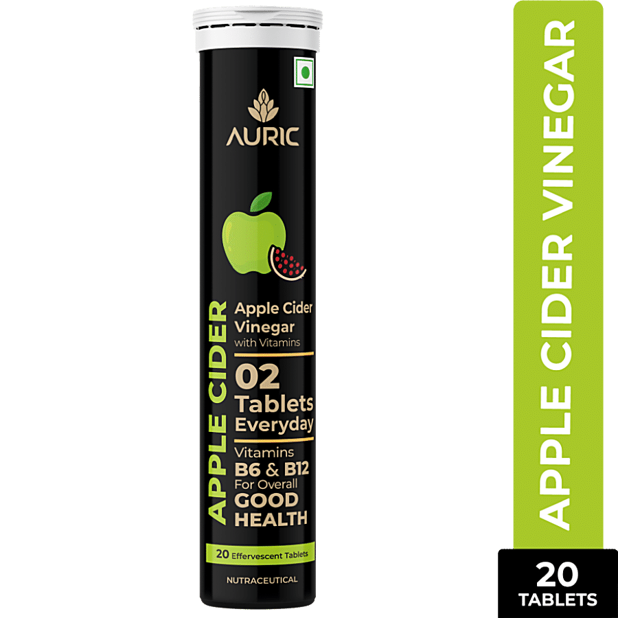 Auric Apple Cider Vinegar Effervescent Tablets With Vitamins For Weight Management & Gut Health