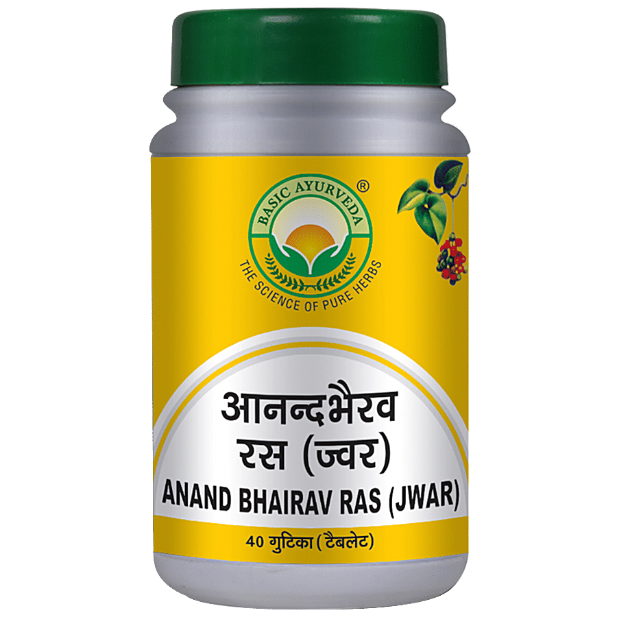 Basic Ayurveda Anand Bhairav Ras Jwar Tablets - Cough & Cold Relief