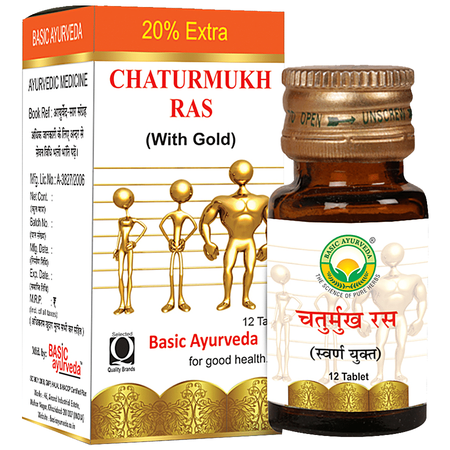 Basic Ayurveda Chaturmukh Ras Tablets - Helpful In Vata Disorder