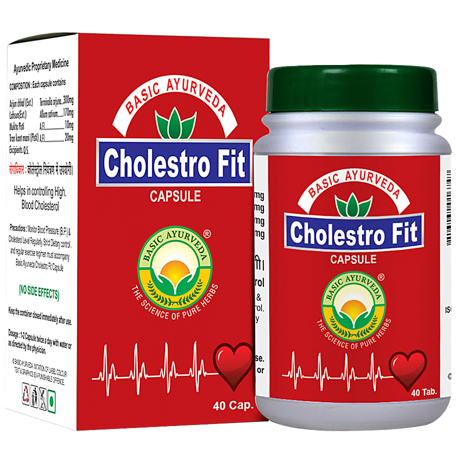 Basic Ayurveda Cholestro Fit Capsules -  Cholesterol & Heart Function Management