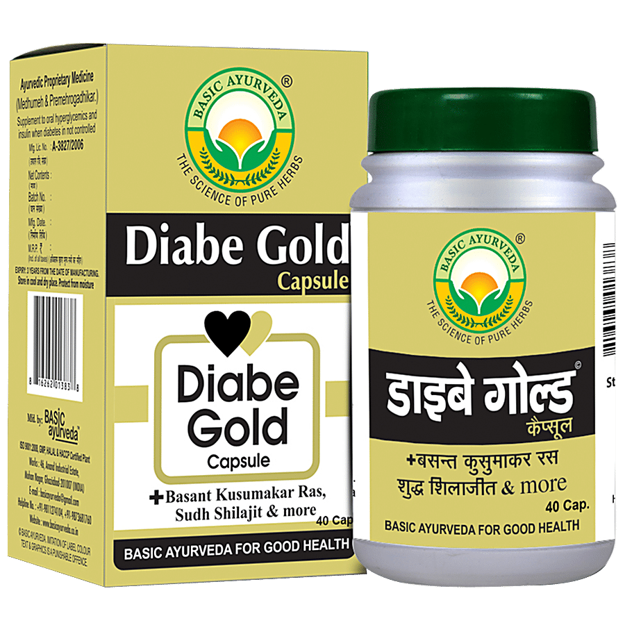 Basic Ayurveda Diabe Gold Capsules - For Diabetes Management