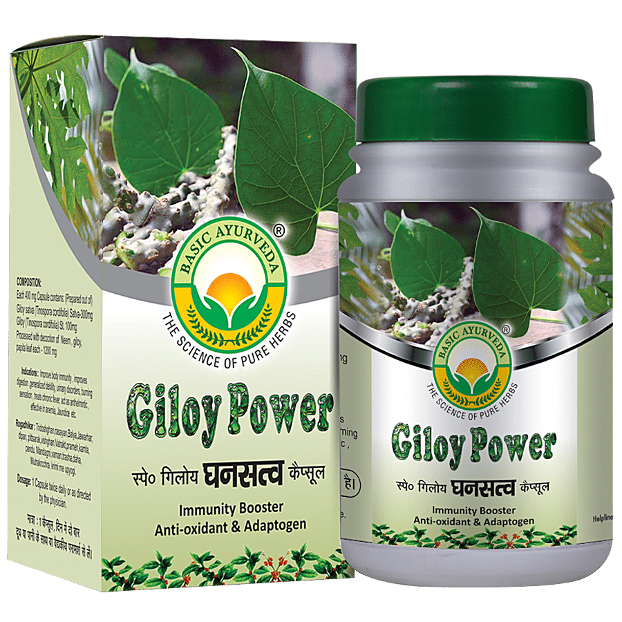 Basic Ayurveda Giloy Power Capsules - Relieves From Fever & Liver Issues