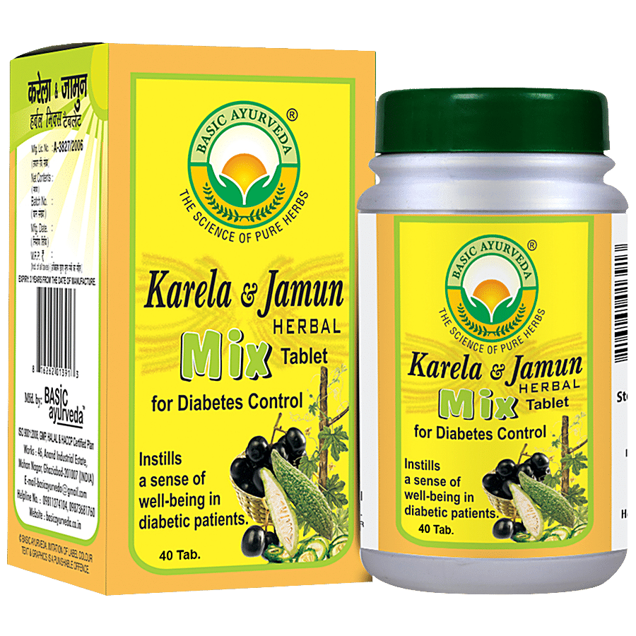 Basic Ayurveda Karela & Jamun Herbal Mix Tablets - Diabetes Control