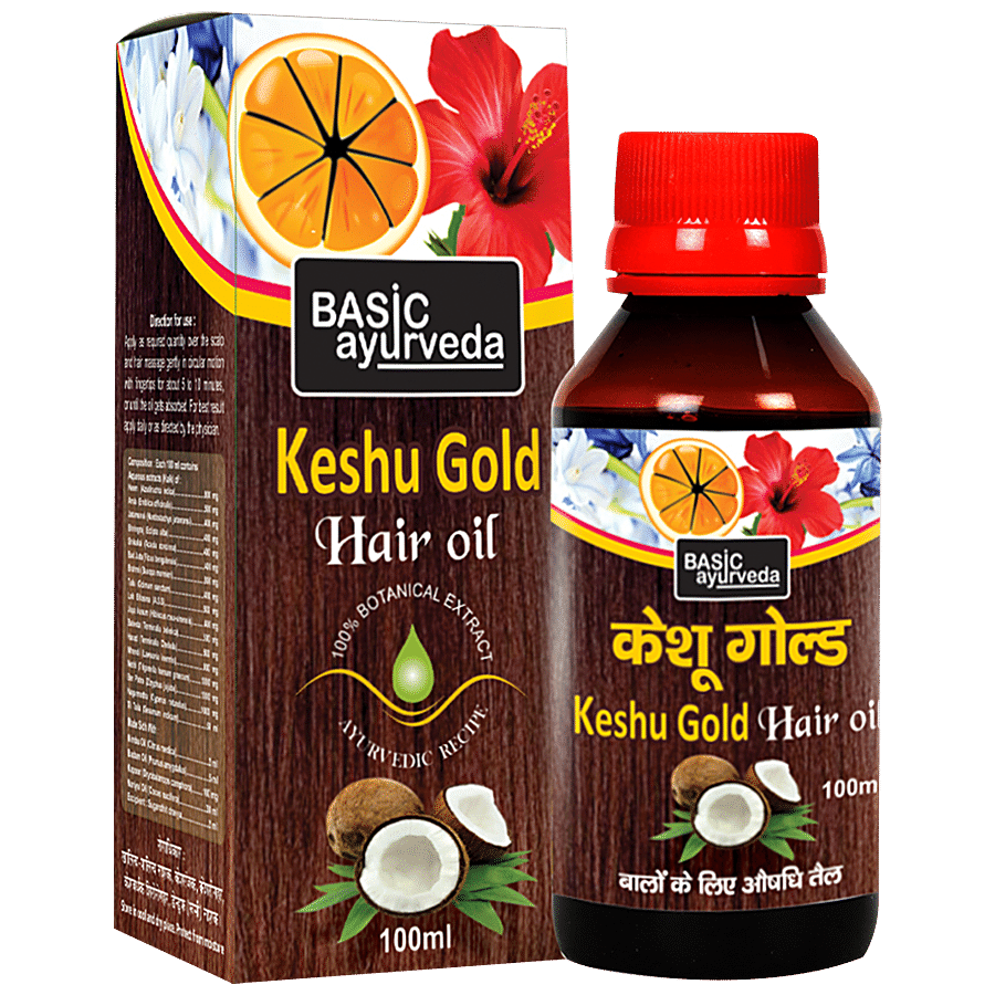 Basic Ayurveda Keshu Gold Hair Oil - For Overall Scalp Health