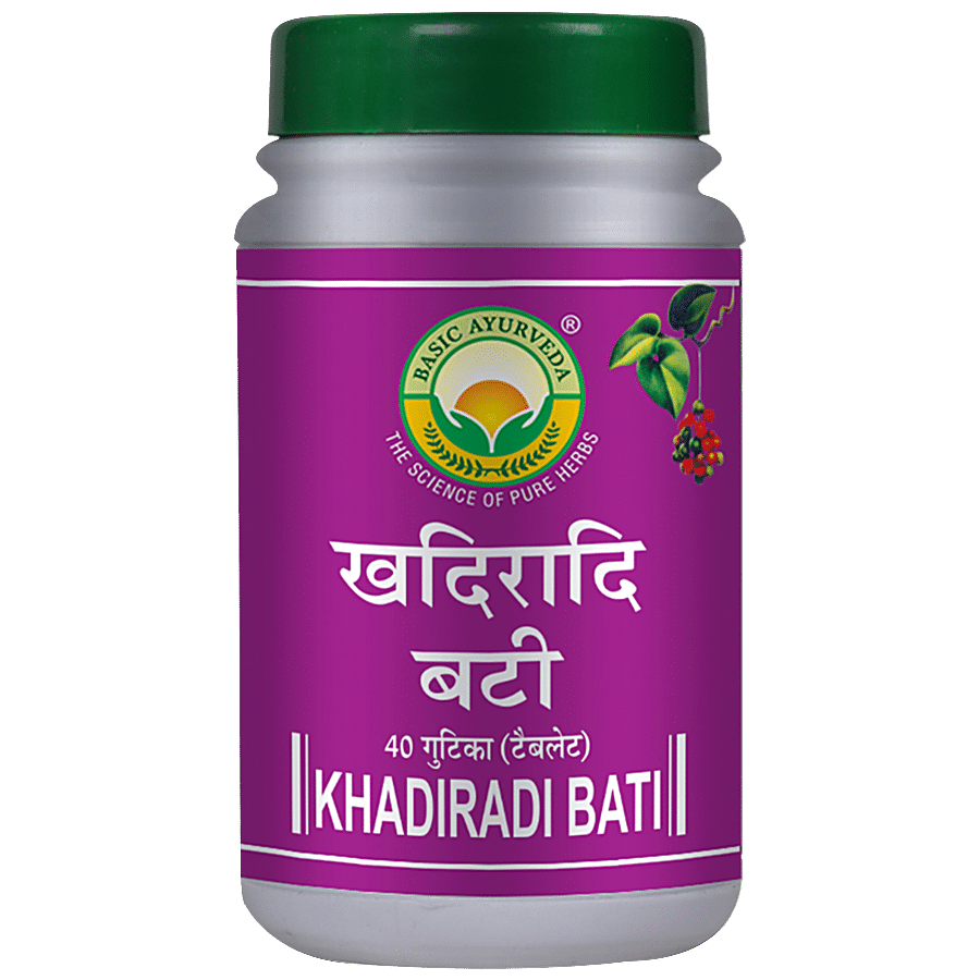 Basic Ayurveda Khadiradi Bati - For Mouth Ulcers & Bad Breath