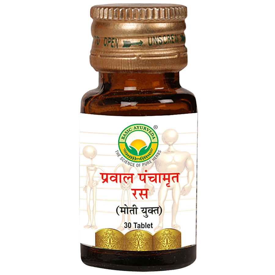 Basic Ayurveda Prawal Panchamrit Ras Tablets - Relieves Bloating