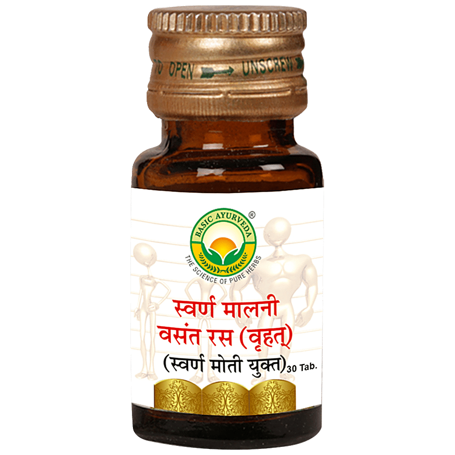 Basic Ayurveda Swarn Malni Vasant Ras(Brihant) Tablets - Helps Improving Immunity