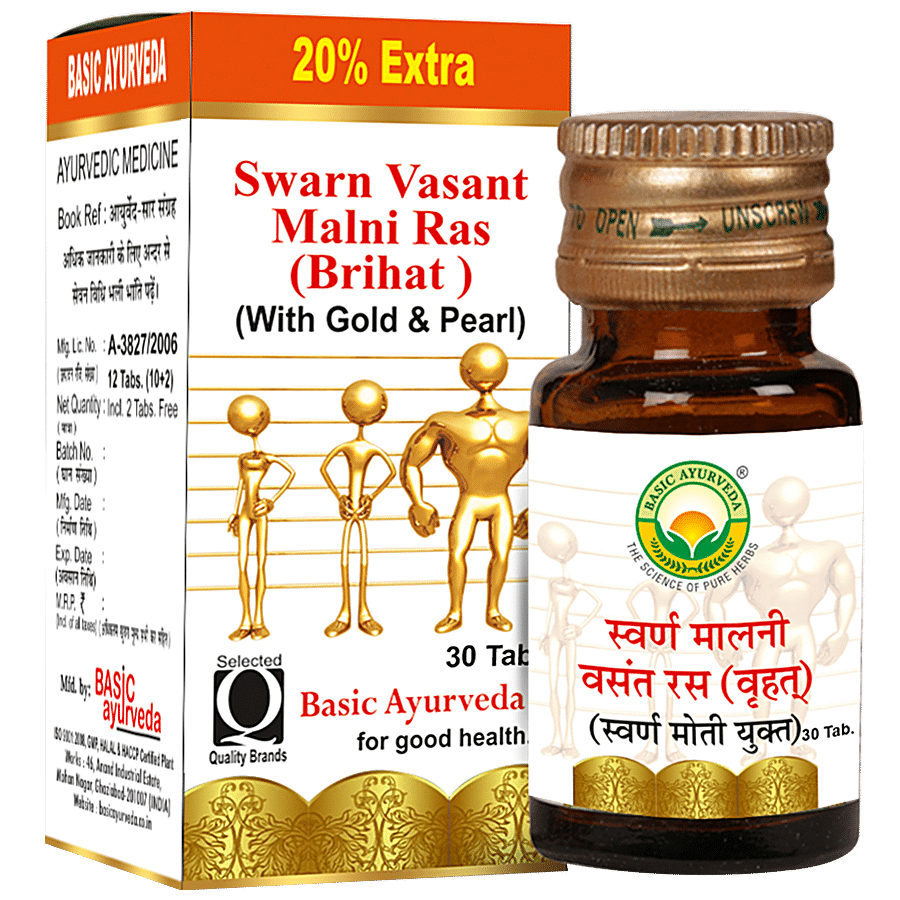 Basic Ayurveda Swarn Malni Vasant Ras(Brihant) Tablets - Helps Improving Immunity