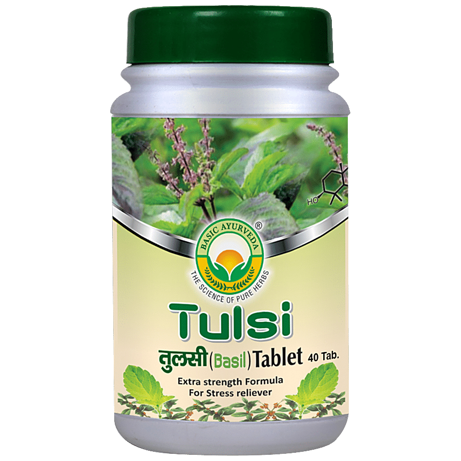 Basic Ayurveda Tulsi/Basil Tablets - Relieves Cough & Cold