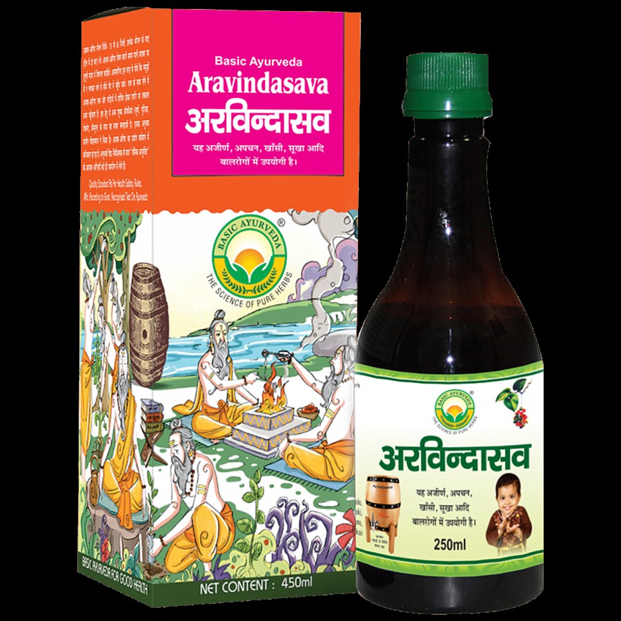 Basic Ayurveda Aravindasava Syrup - Digestive Problems &  Improve Strength & Immunity