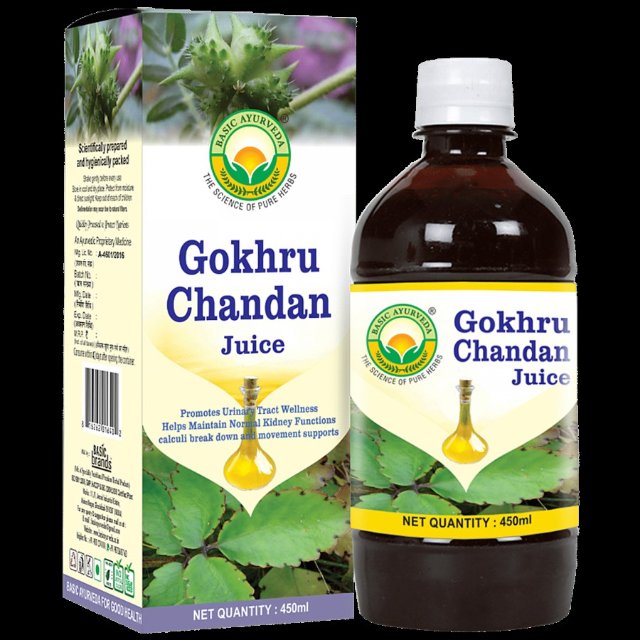 Basic Ayurveda Gokhru Chandan Juice - 100% Organic Herbal