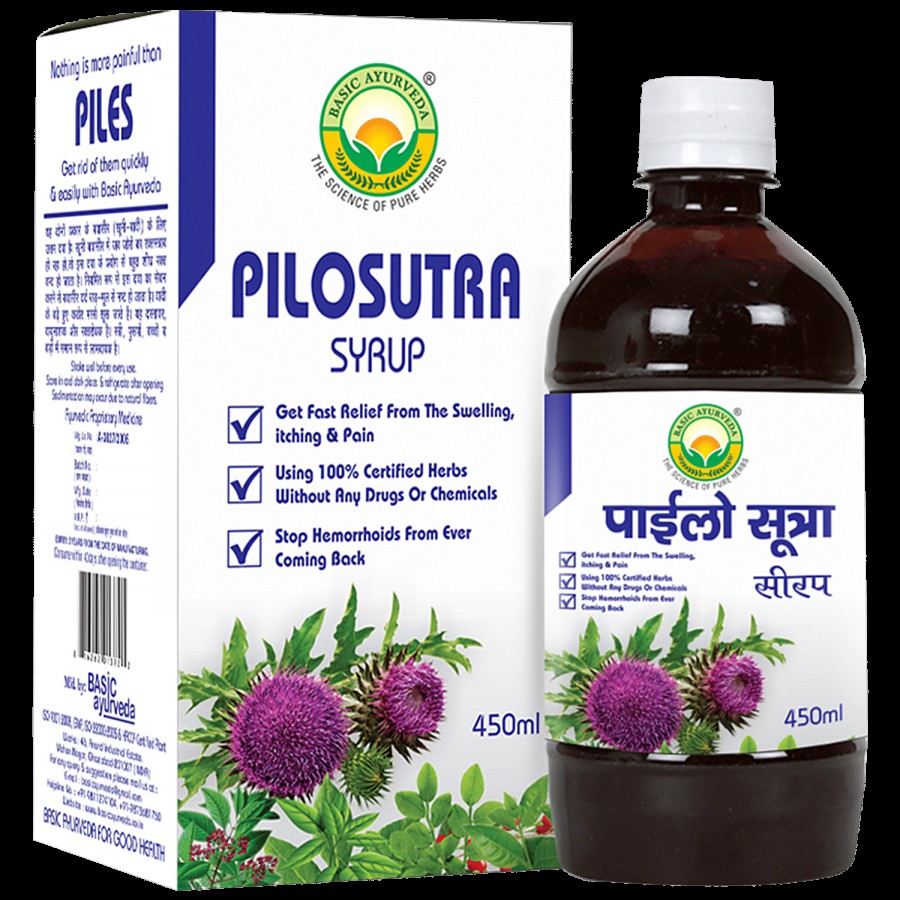 Basic Ayurveda Pilosutra Syrup - Beneficial In Piles