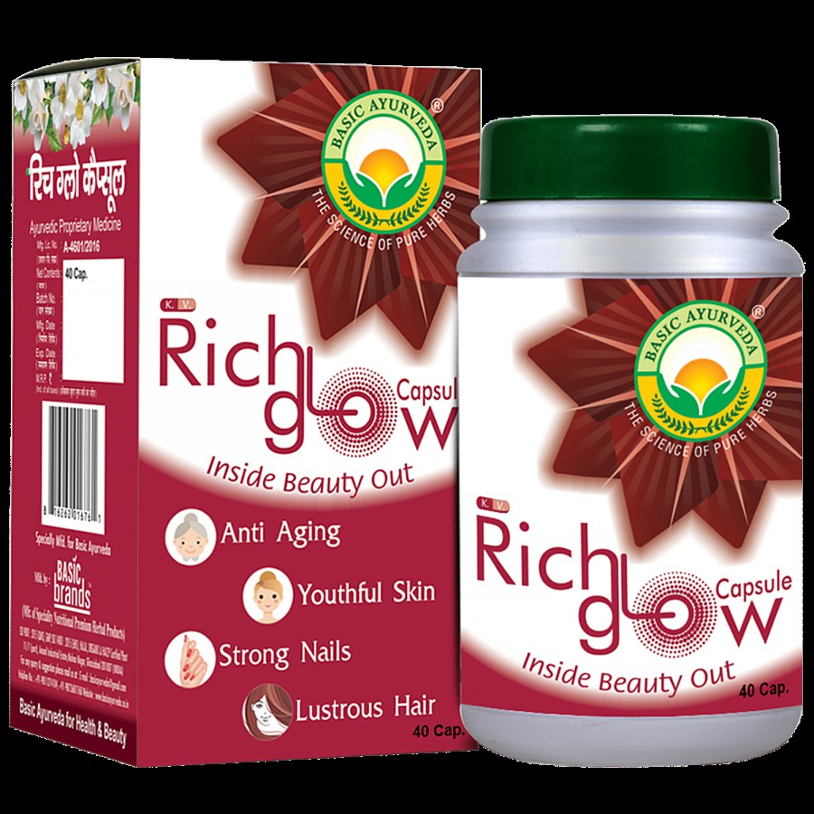 Basic Ayurveda Rich Glow Capsules - For Acne & Pimples