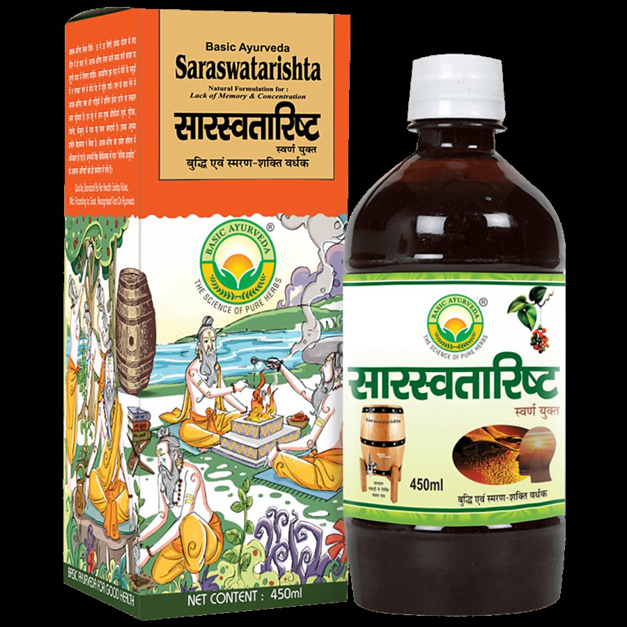 Basic Ayurveda Saraswatarishta Syrup - Improve Concentration & Physical Weakness