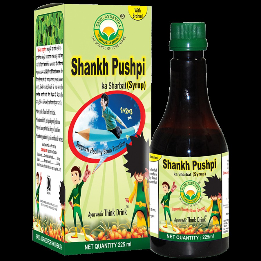 Basic Ayurveda Shankhpushpi  Ka Sharbat Syrup -  Improve Memory