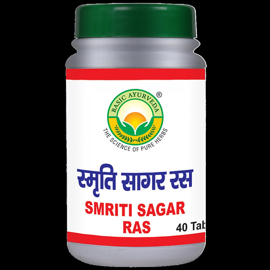 Basic Ayurveda Smriti Sagar Ras Tablets - Memory Booster & Stress Reliever