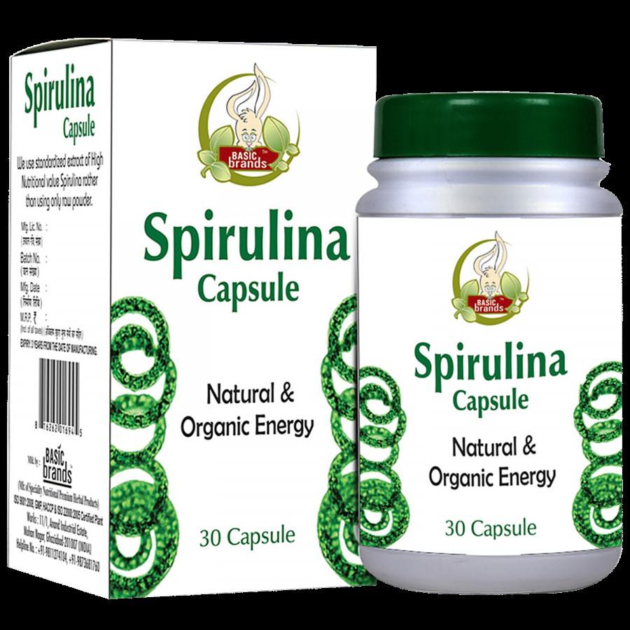 Basic Ayurveda Spirulina Capsules - High Nutrition