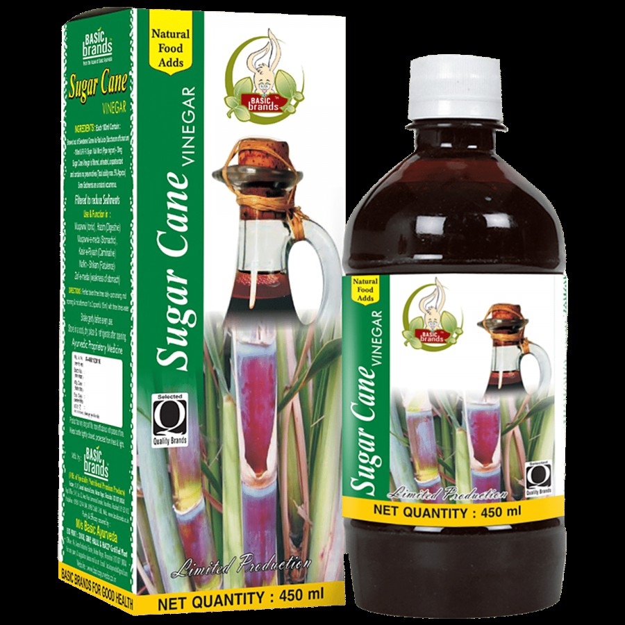 Basic Ayurveda Sugar Cane Vinegar - For Relief From Indigestion & Flatulence